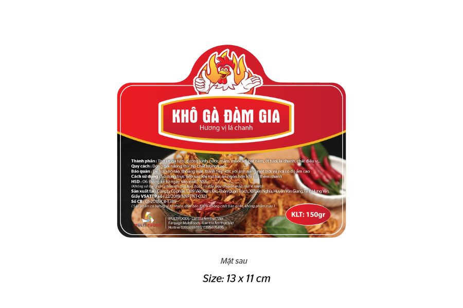 Thiết kế tem nhãn cho khô gà Đàm Gia 